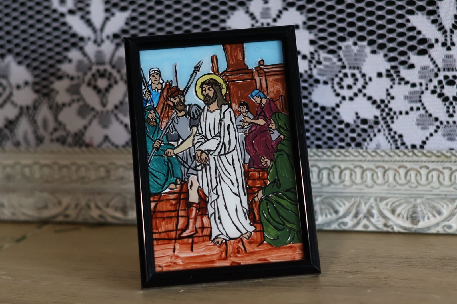 Icoana pe sticla - ”Drumul Crucii ” - varianta 1 3